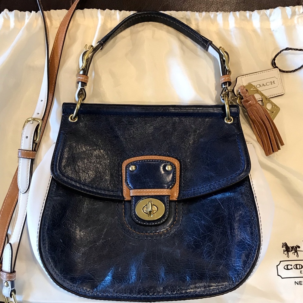 COACH Blue Leather Colorblock Willis Handbag